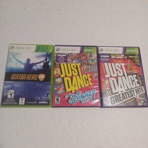 XBOX 360 Game Bundle Guitar Hero Live Just Dance Disney Just Dance Greatest Hits